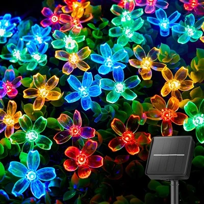 LED kvetinové solárne reťazové svietidlá pre záhradný plot